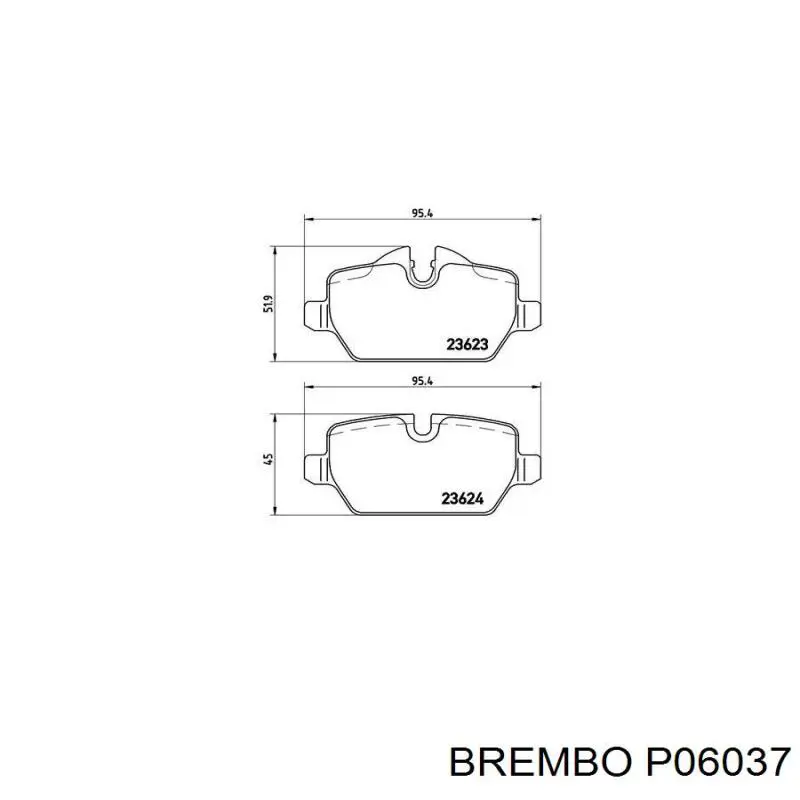 P06037 Brembo колодки гальмові задні, дискові