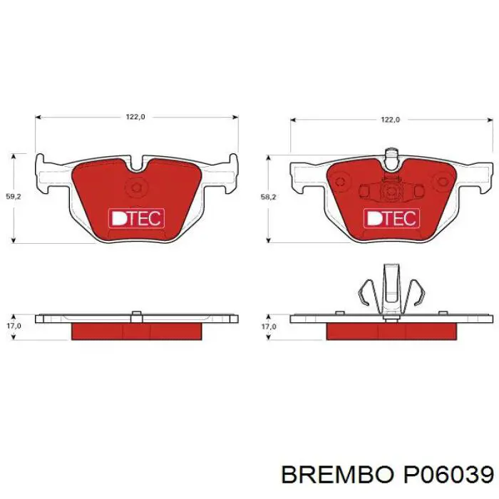 P06039 Brembo колодки гальмові задні, дискові