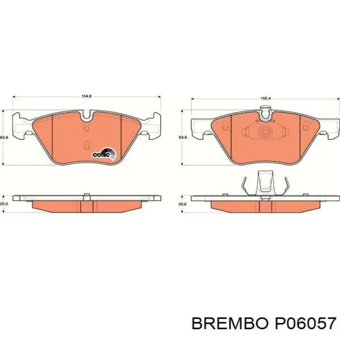 Купити P06057 Brembo Колодки гальмівні передні, дискові
