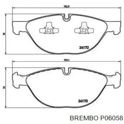 P06058 Brembo колодки гальмівні передні, дискові