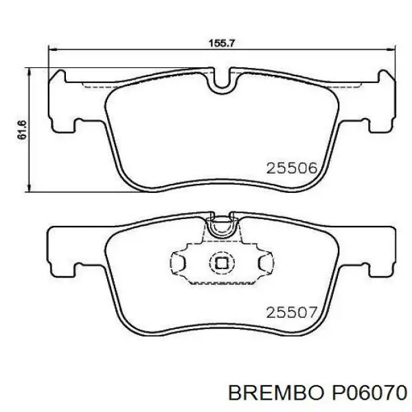 P06070 Brembo колодки гальмівні передні, дискові