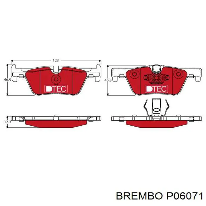P06071 Brembo колодки гальмові задні, дискові