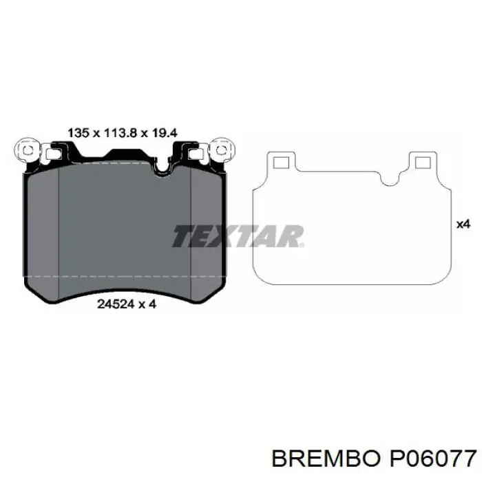 Гальмівні колодки Brembo P06077 ціна, від 75.20 USD