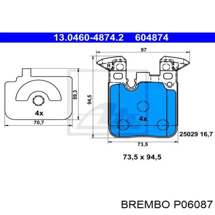 Задні гальмівні колодки P06087 Brembo