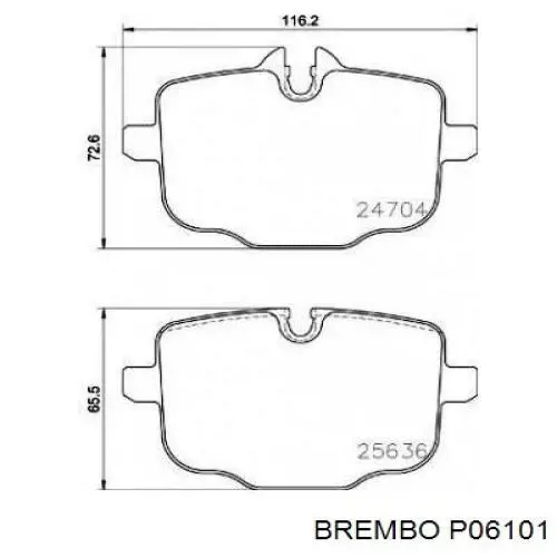 Задні гальмівні колодки P06101 Brembo