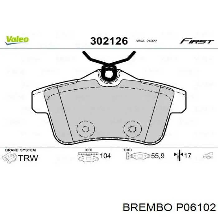 Колодки гальмові задні, дискові P06102 Brembo