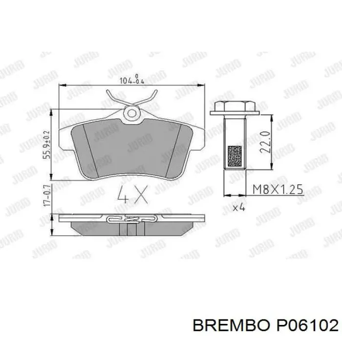 Задні гальмівні колодки P06102 Brembo