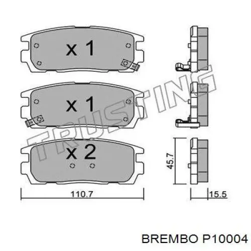 Задні дискові колодки Brembo P10004
