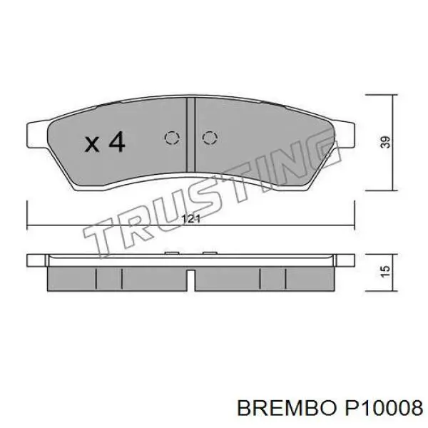 Задні дискові колодки Brembo P10008