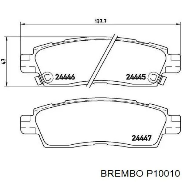 P10010 Brembo колодки гальмові задні, дискові