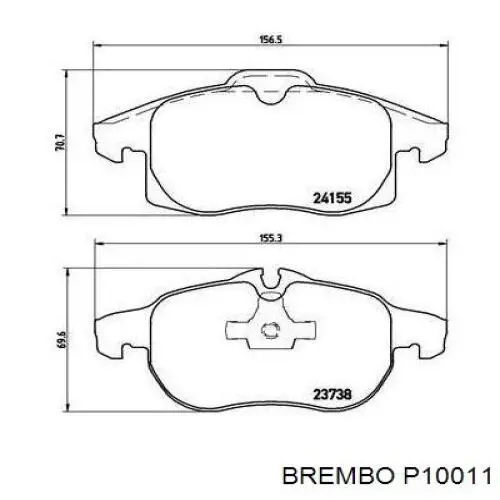 Купити P10011 Brembo Колодки гальмівні передні, дискові