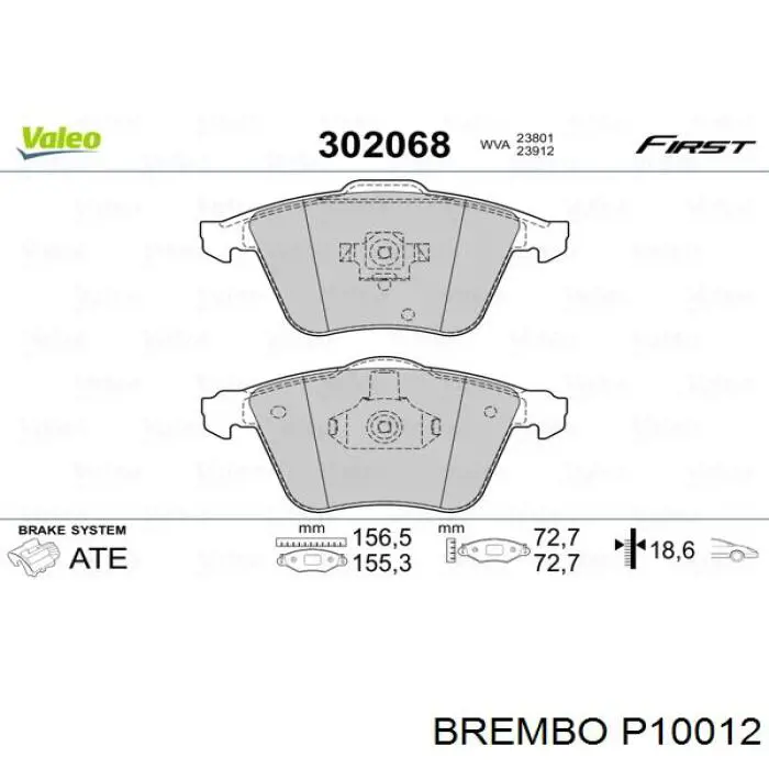 P10012 Brembo колодки гальмівні передні, дискові