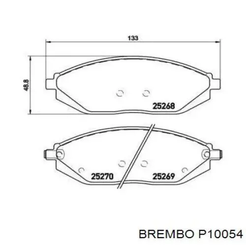 Передні тормозні колодки P10054 Brembo