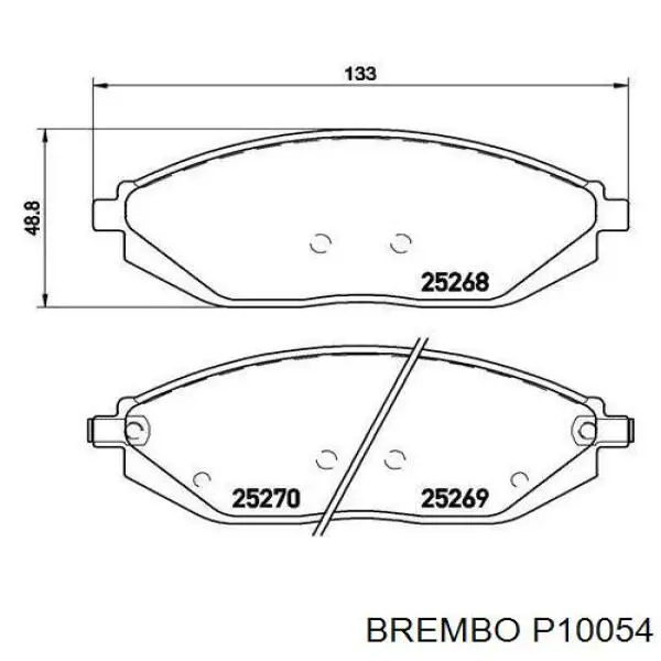 P10054 Brembo колодки гальмівні передні, дискові