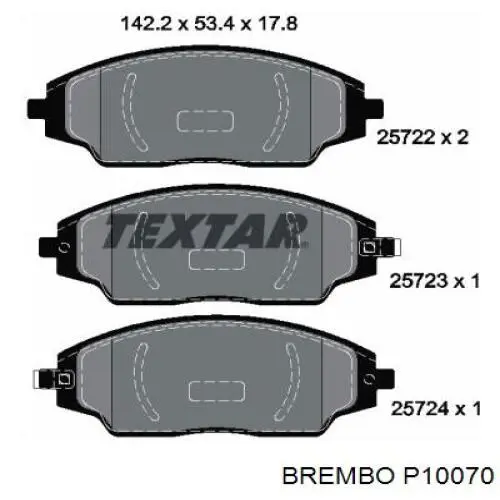 Передні тормозні колодки P10070 Brembo