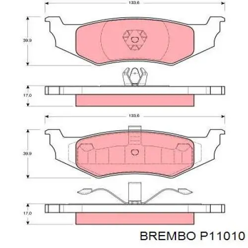 Задні дискові колодки Brembo P11010
