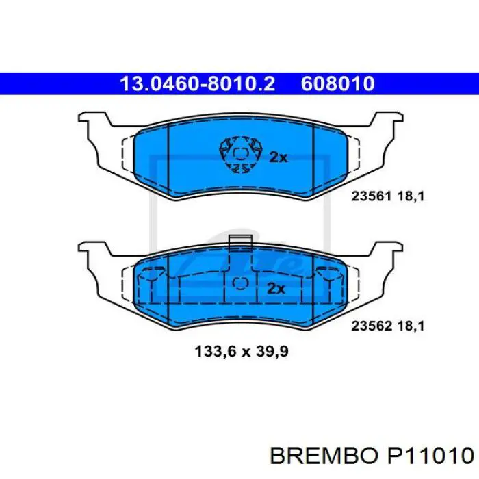 Купити P11010 Brembo Задні колодки