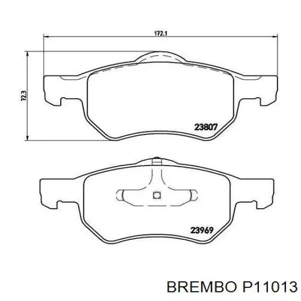 P11013 Brembo колодки гальмівні передні, дискові