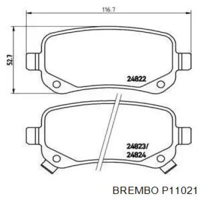 Колодки гальмові задні, дискові P11021 Brembo