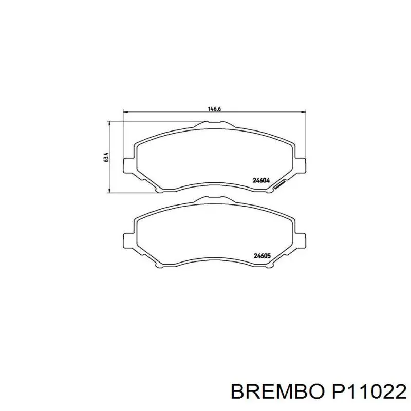 P11022 Brembo колодки гальмівні передні, дискові