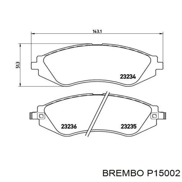 P15002 Brembo колодки гальмівні передні, дискові