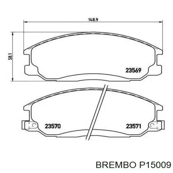 P15009 Brembo Колодки гальмівні задні, дискові