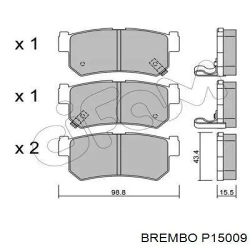 Задні гальмівні колодки Brembo P15009 ціна, від 19.39 USD