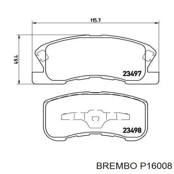 P16008 Brembo колодки гальмівні передні, дискові