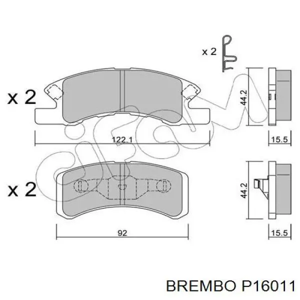 Купити P16011 Brembo Колодки гальмівні передні, дискові