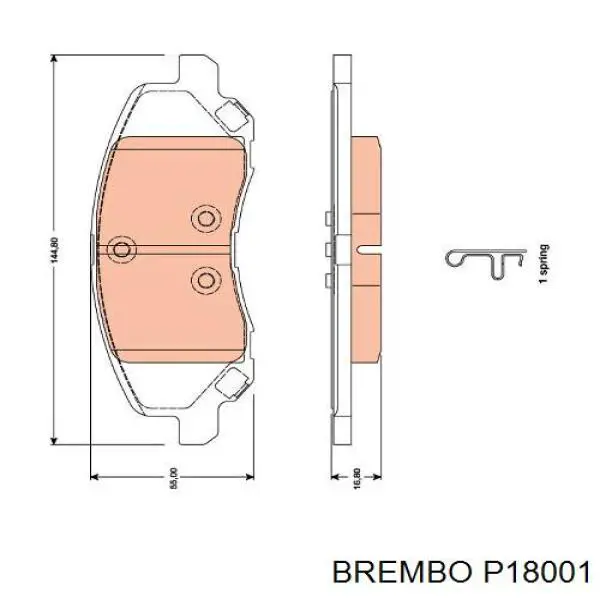 Купити P18001 Brembo Колодки гальмівні передні, дискові