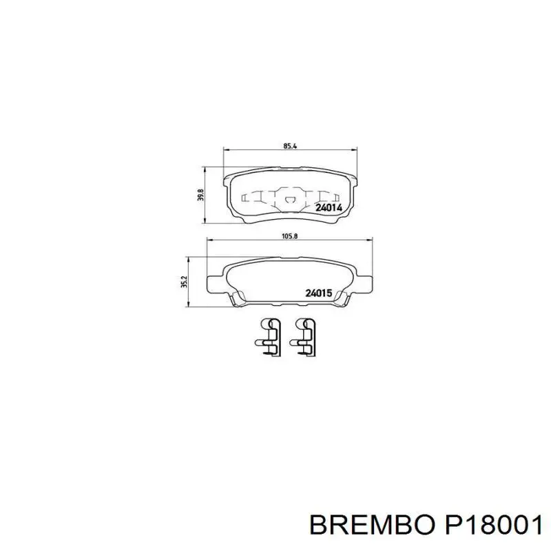 Передні тормозні колодки P18001 Brembo
