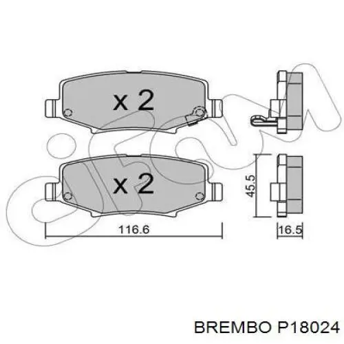 Купити P18024 Brembo Задні колодки