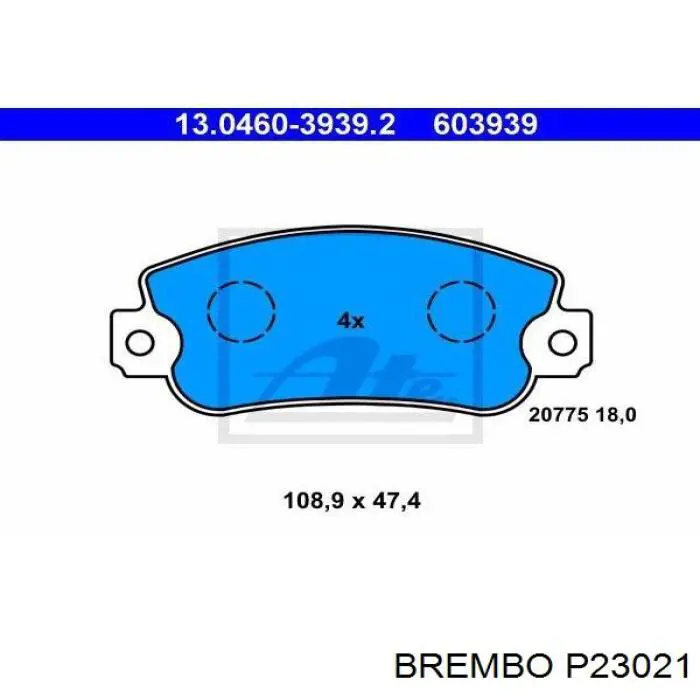 Купити P23021 Brembo Колодки гальмівні передні, дискові
