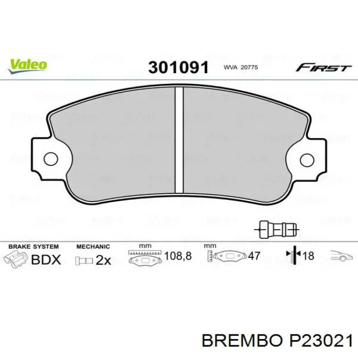 Передні тормозні колодки P23021 Brembo