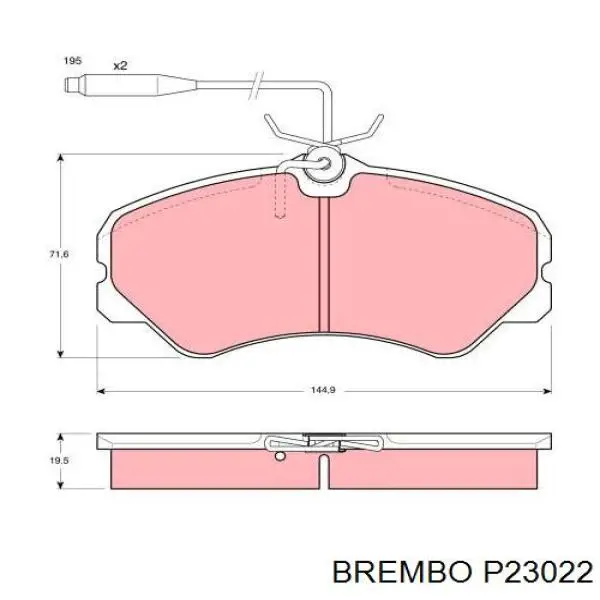 Передні тормозні колодки P23022 Brembo