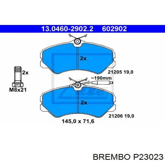 Передні тормозні колодки P23023 Brembo