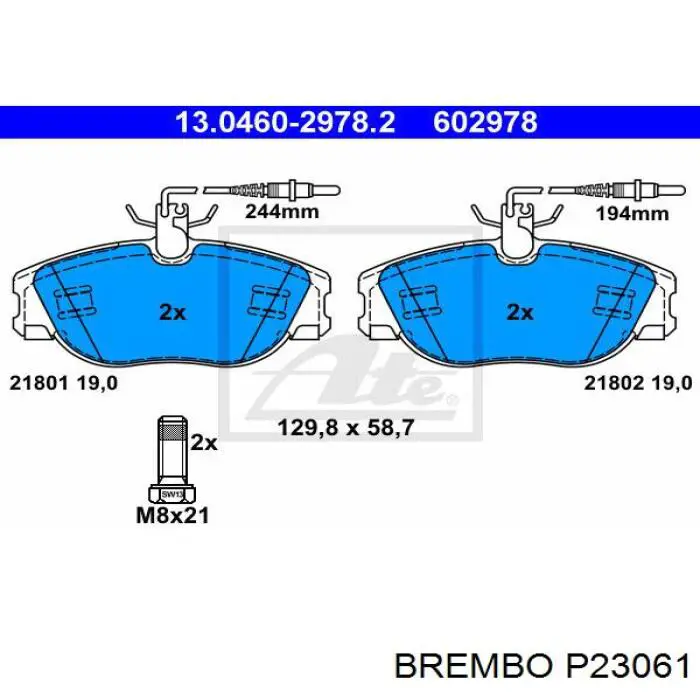 Передні тормозні колодки P23061 Brembo