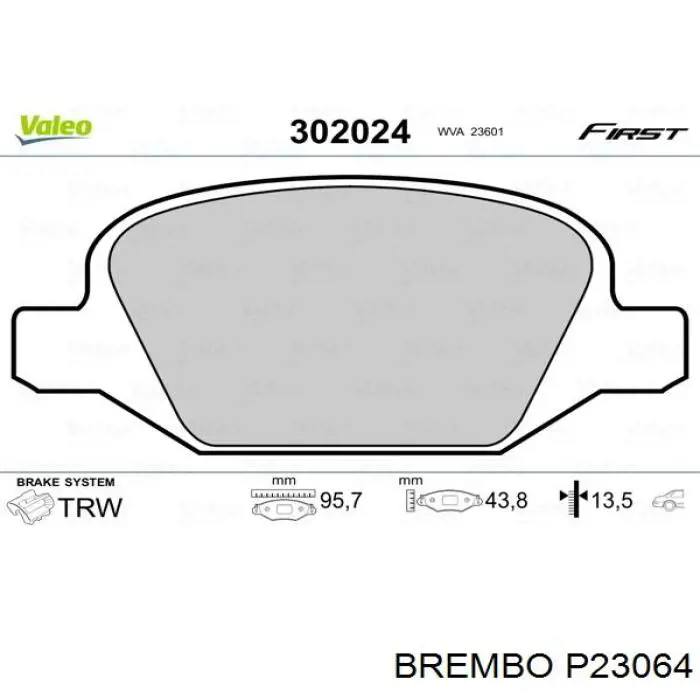 Задні гальмівні колодки P23064 Brembo