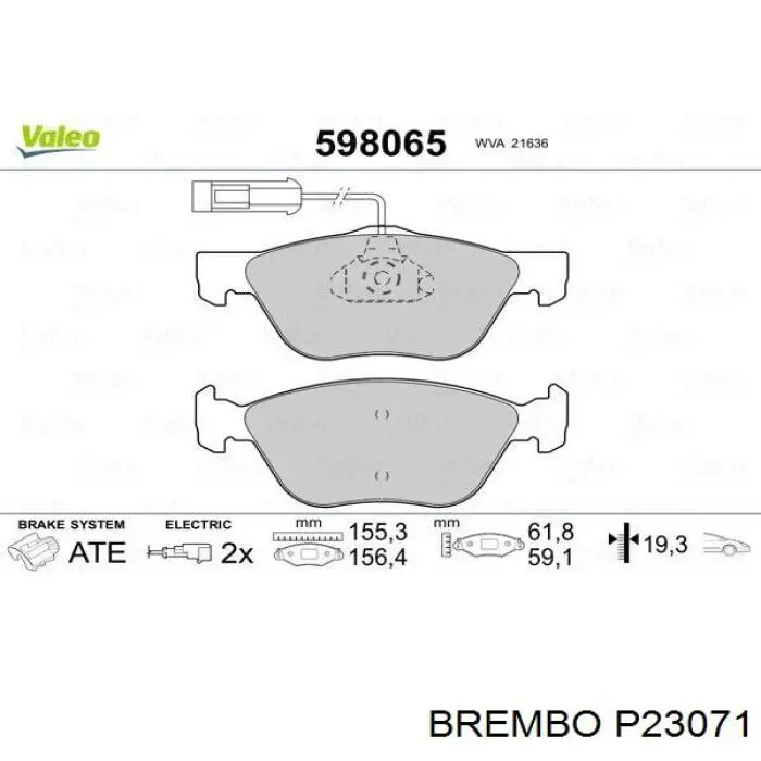 Купити P23071 Brembo Колодки гальмівні передні, дискові