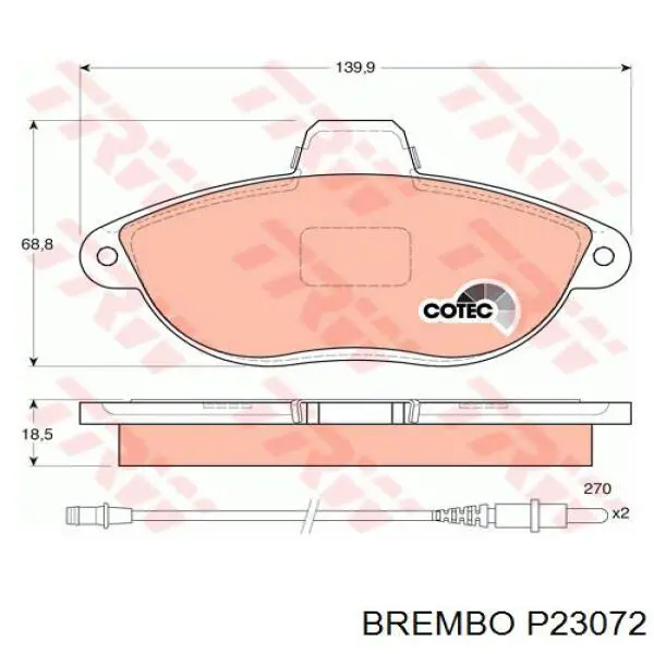 Передні тормозні колодки P23072 Brembo