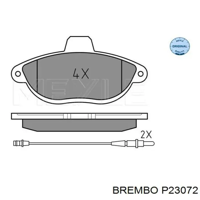 P23072 Brembo колодки гальмівні передні, дискові