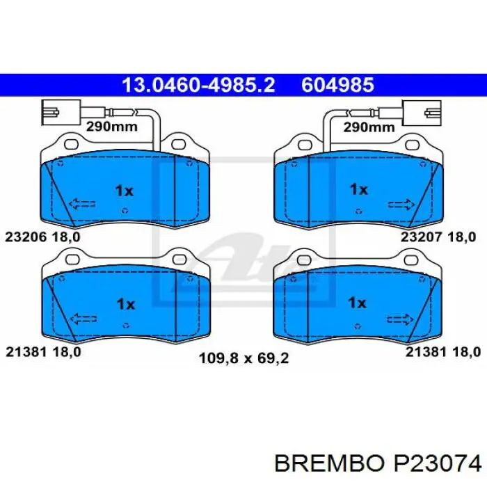 P23074 Brembo Передні гальмівні колодки