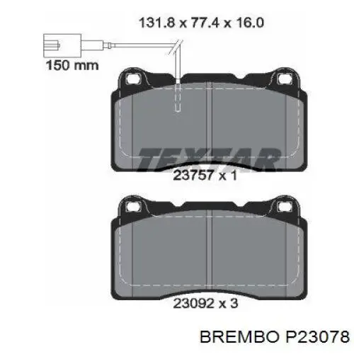 Купити P23078 Brembo Колодки гальмівні передні, дискові