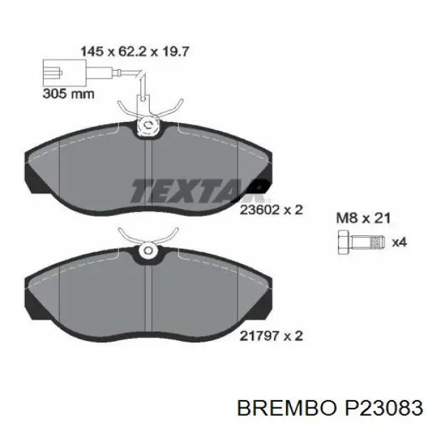 Гальмівні колодки Brembo P23083 ціна, від 26.32 USD
