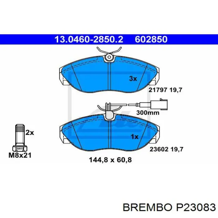 P23083 Brembo колодки гальмівні передні, дискові