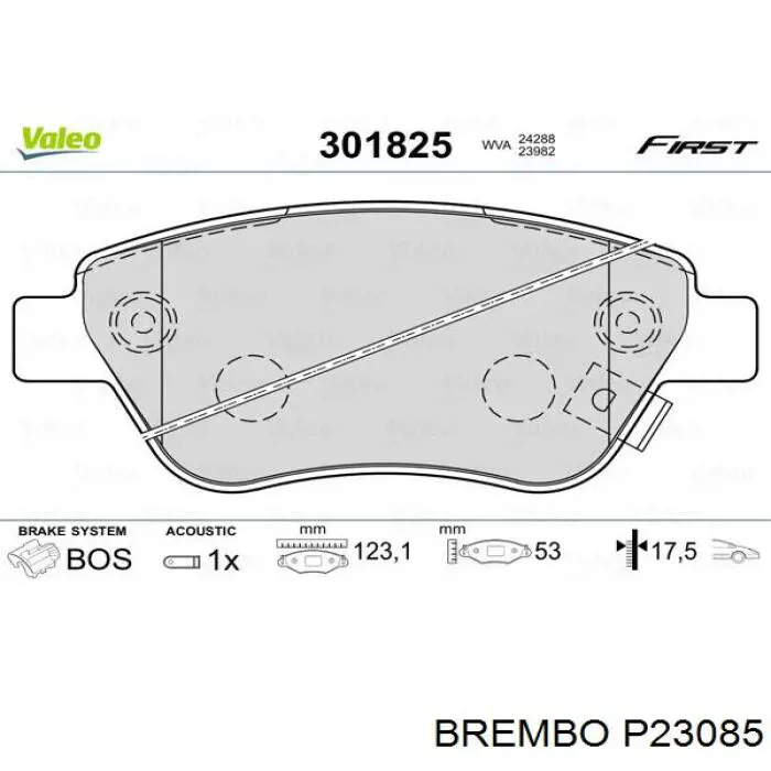 Колодки гальмівні передні, дискові P23085 Brembo