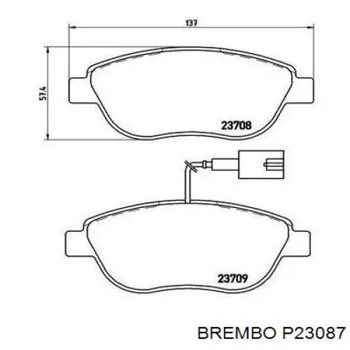 Купити P23087 Brembo Колодки гальмівні передні, дискові
