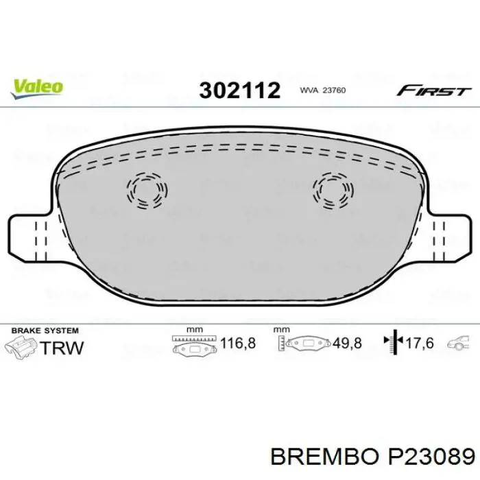 Задні гальмівні колодки P23089 Brembo