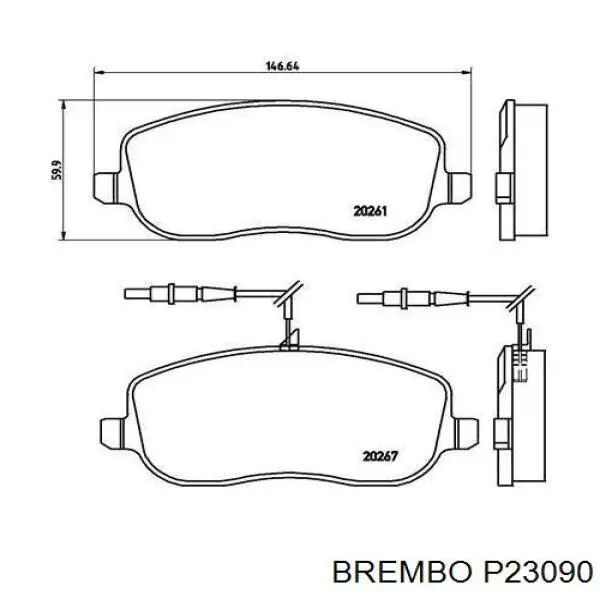 P23090 Brembo колодки гальмівні передні, дискові