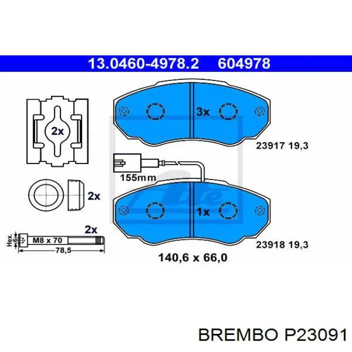 Передні тормозні колодки P23091 Brembo
